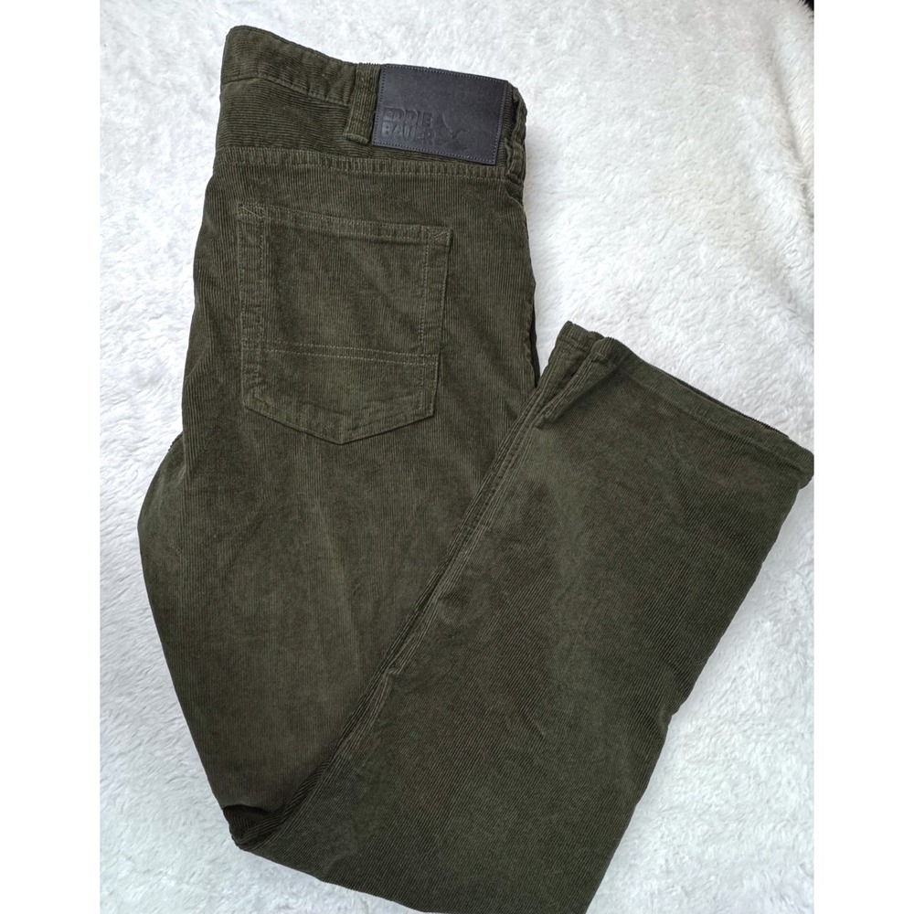 Eddie Bauer Mens 36x30 Mr Eddies Corduroy Pants Dark Green Straight Fit NWT